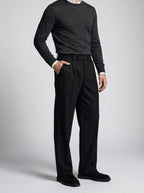 Men's Smart Pleated Wide Leg Suit Trousers