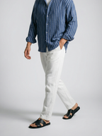 Men's Smart Striped Long Sleeve Oversized Shirt with Spread Collar
