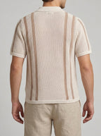 Men's Smart Striped Open Knit Button Down Shirt