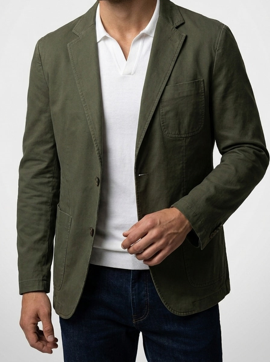 Men's Smart Unlined Cotton Blazer with Patch Pockets