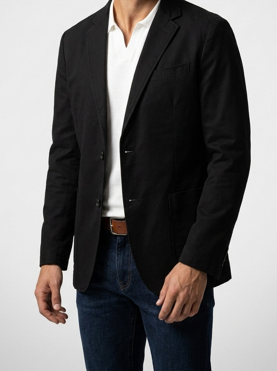 Men's Smart Unlined Cotton Blazer with Patch Pockets