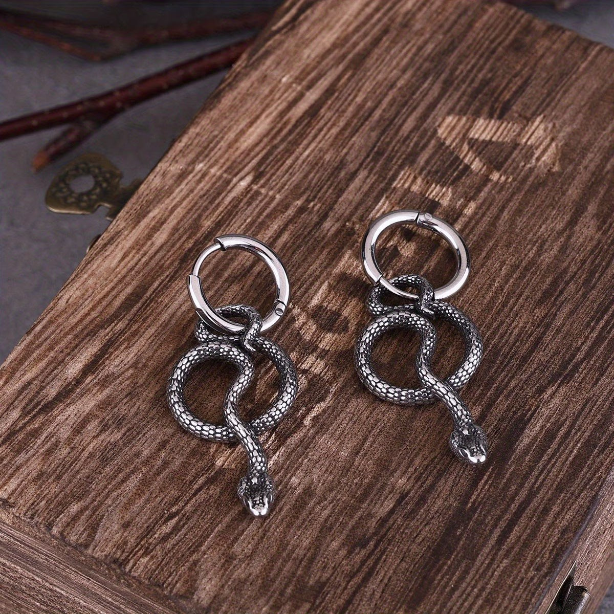 Men's Snake Dangle Earrings