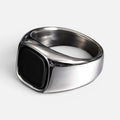 Men's Square Black Stone Ring