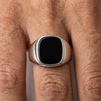 Men's Square Black Stone Ring