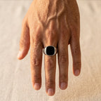 Men's Square Black Stone Ring