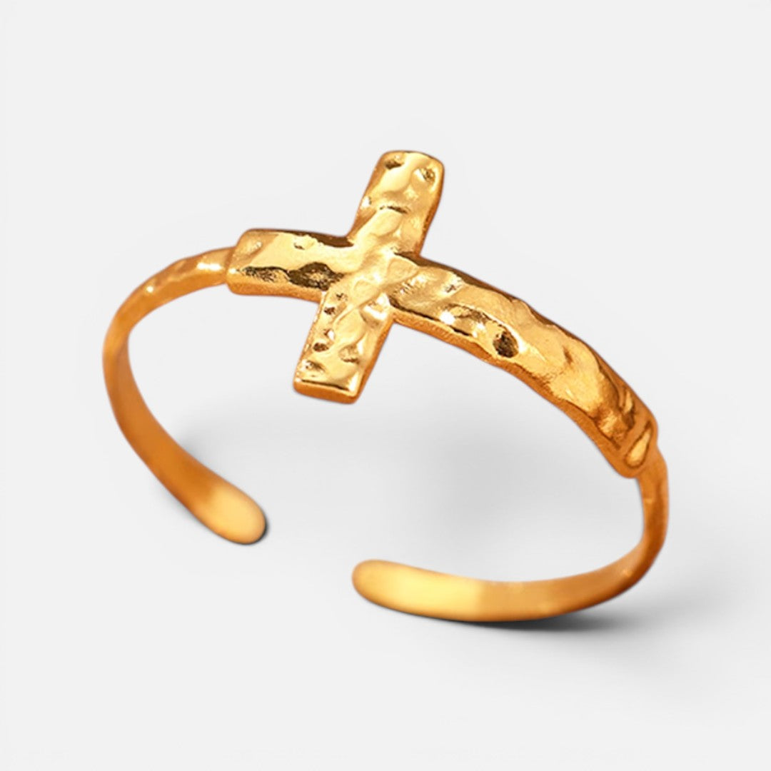 Men's Textured Cross Ring