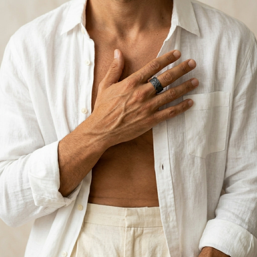 Men's Textured Wrap Ring