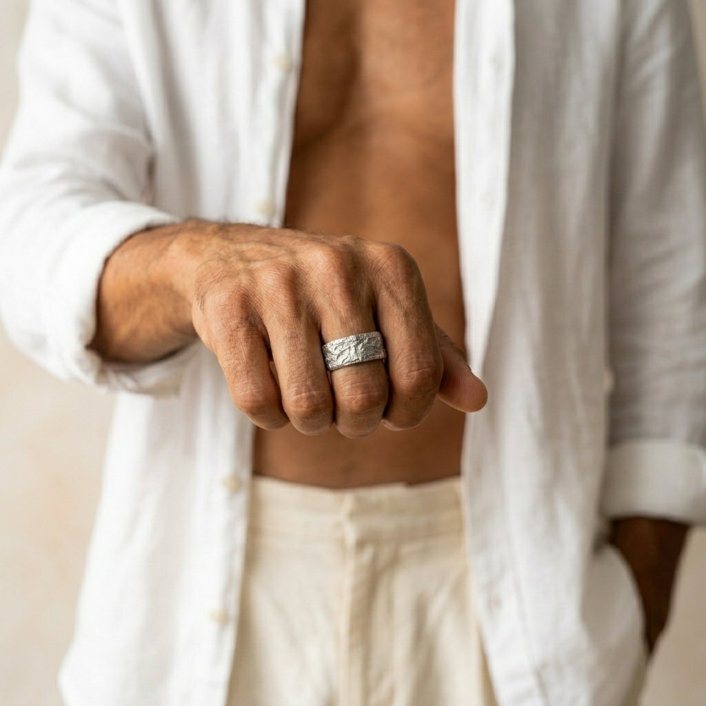 Men's Textured Wrap Ring