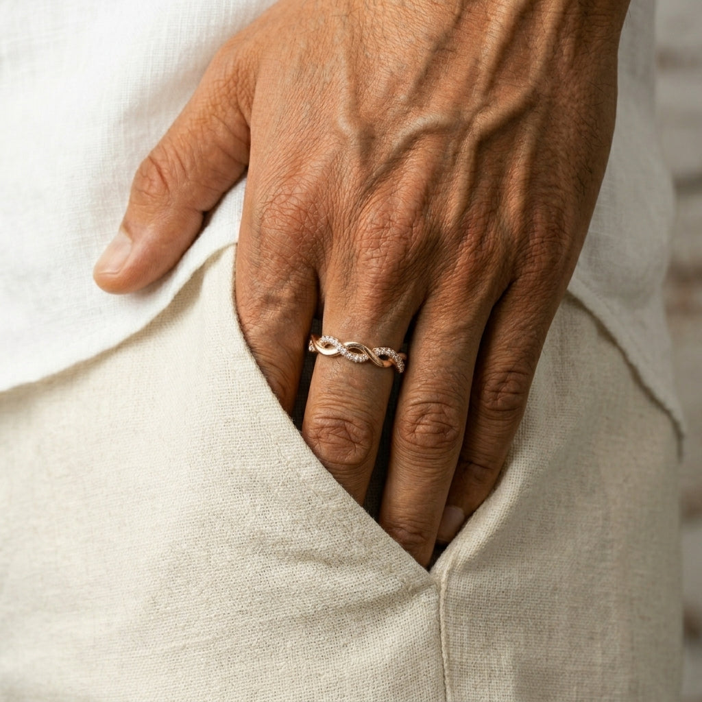 Men's Twisted Crystal Ring