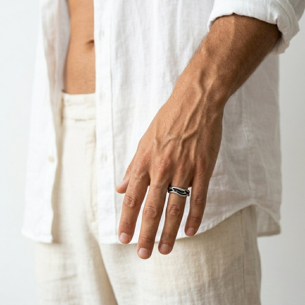 Men's Wave Cuff Ring