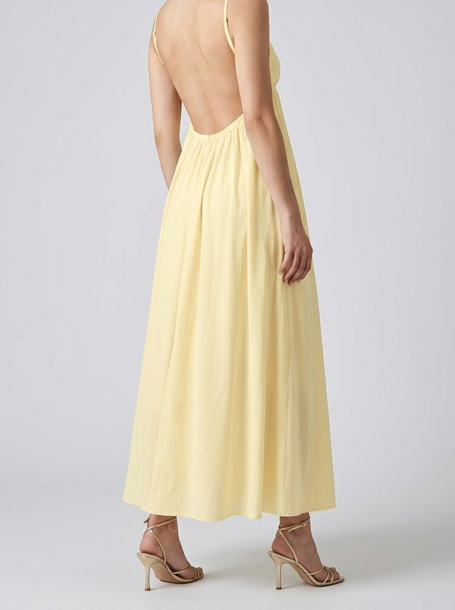 Women's A-Line Maxi Dress with Spaghetti Straps and V-Neck
