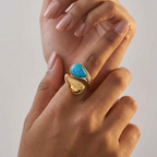 Women's Asymmetric Blue Stone Ring