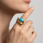 Women's Asymmetric Blue Stone Ring
