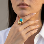 Women's Asymmetric Blue Stone Ring