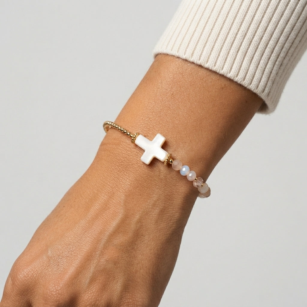 Women's Beaded Cross Bracelet