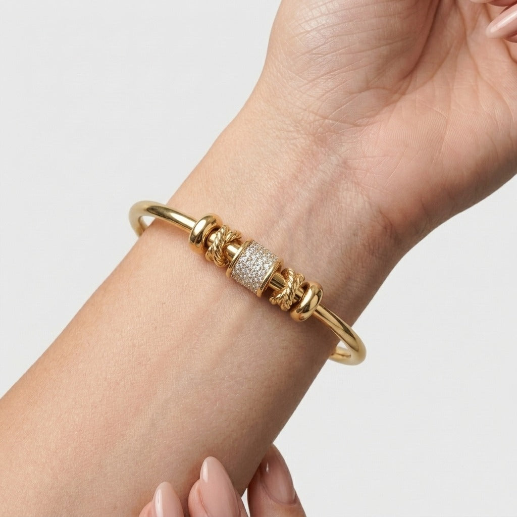 Women's Beaded Crystal Cuff Bangle