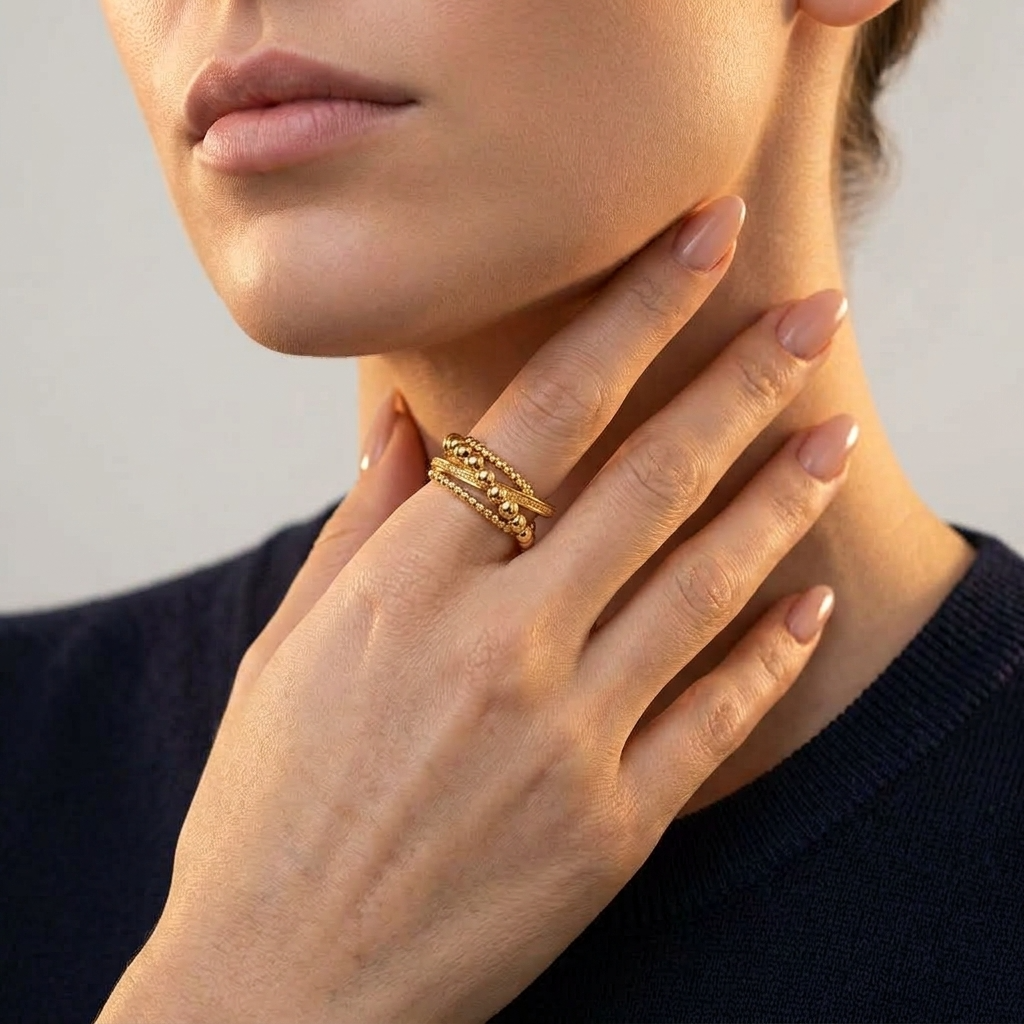 Women's Beaded Twist Ring