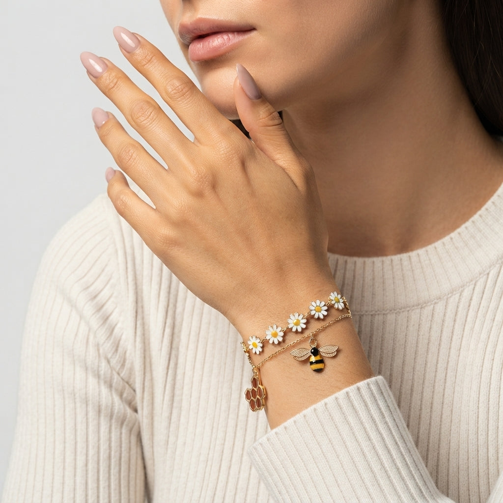 Women's Bee and Daisy Bracelet Set