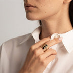 Women's Black Stone Cuff Ring
