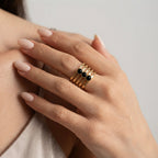 Women's Black Stone Cuff Ring