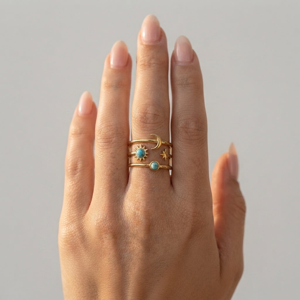 Women's Blue Stone Celestial Ring