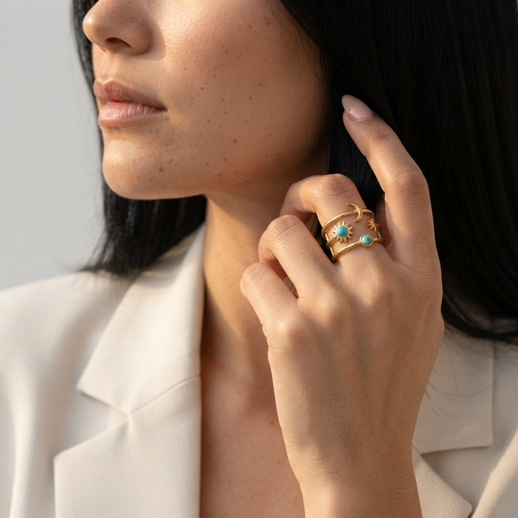 Women's Blue Stone Celestial Ring