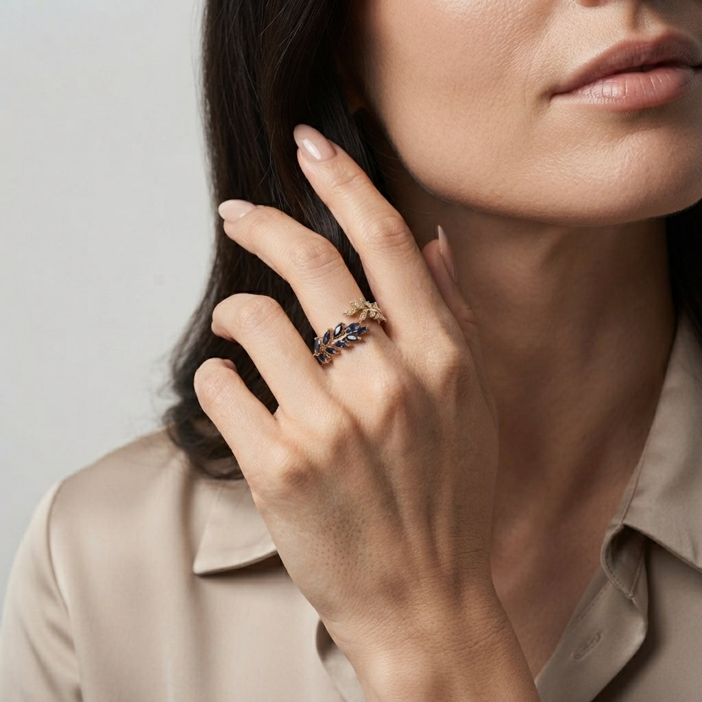 Women's Blue Stone Open Ring