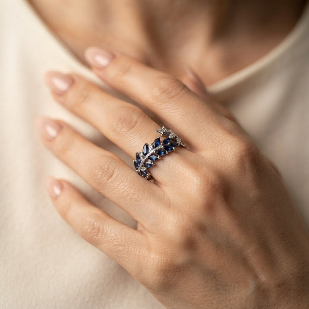 Women's Blue Stone Open Ring