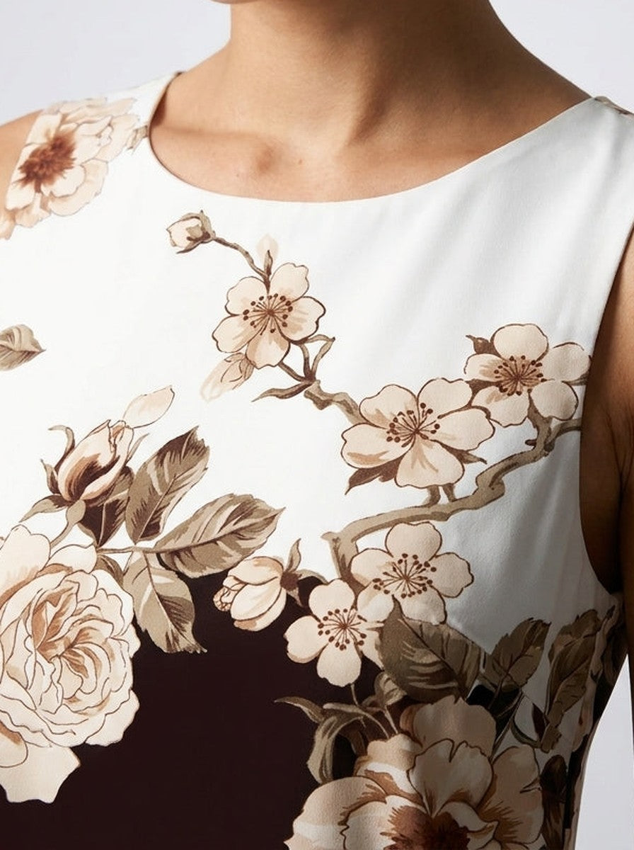 Women's Boho Floral Print Sleeveless Maxi Dress with Round Neck
