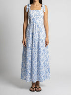 Women's Boho Floral Print Square Neck Tiered Maxi Dress