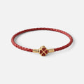 Women's Braided Leather Clover Charm Bracelet