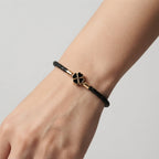 Women's Braided Leather Clover Charm Bracelet