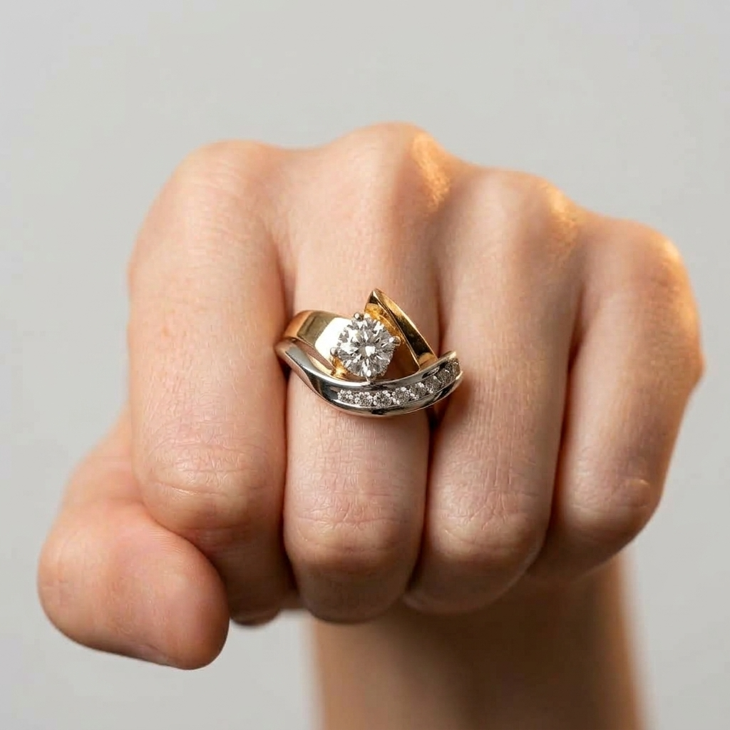 Women's Bypass Crystal Ring