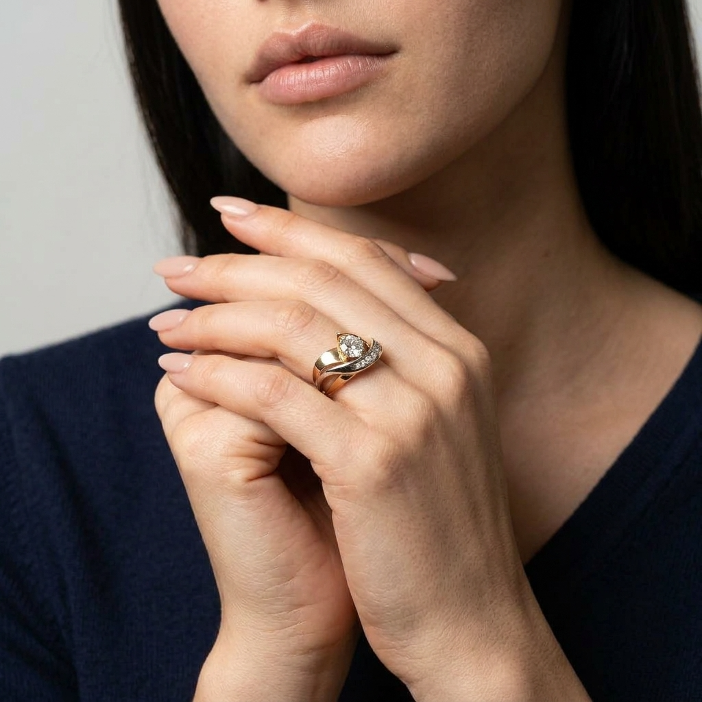 Women's Bypass Crystal Ring