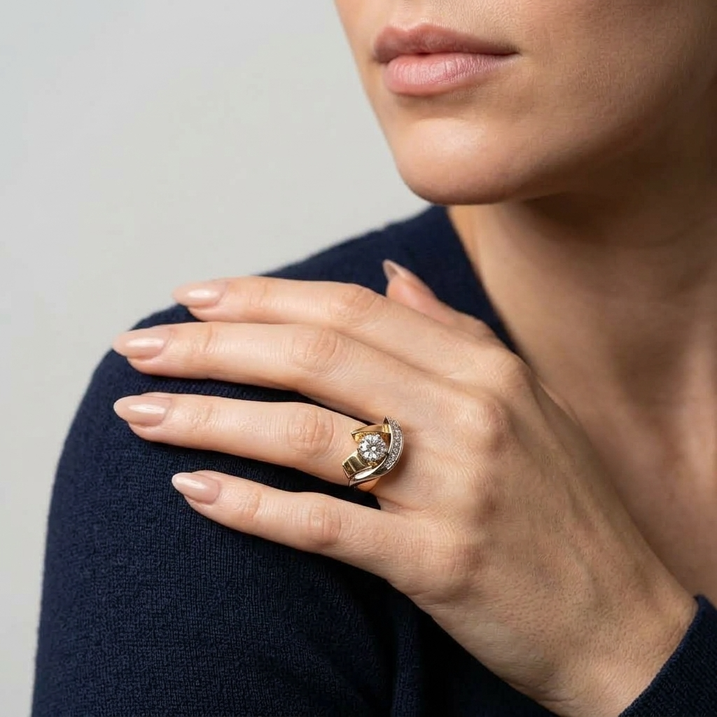Women's Bypass Crystal Ring