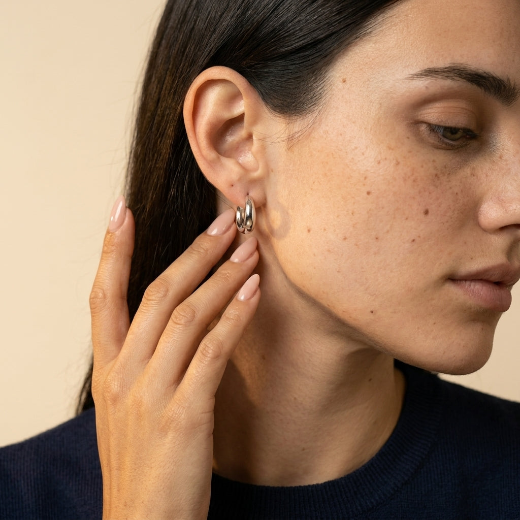 Women's Chunky Huggie Hoop Earrings