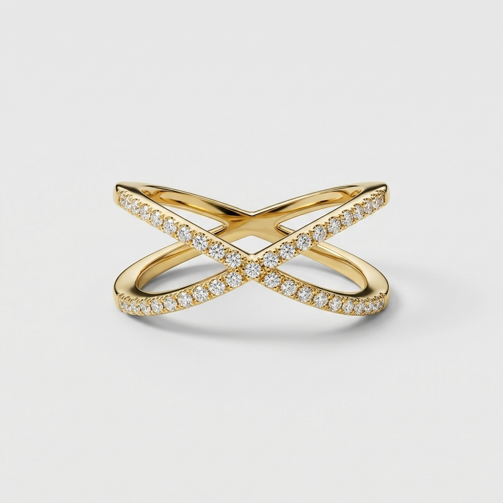 Women's Crossover Crystal Ring