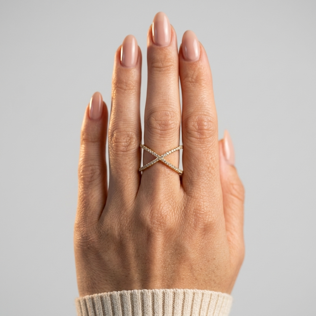 Women's Crossover Crystal Ring