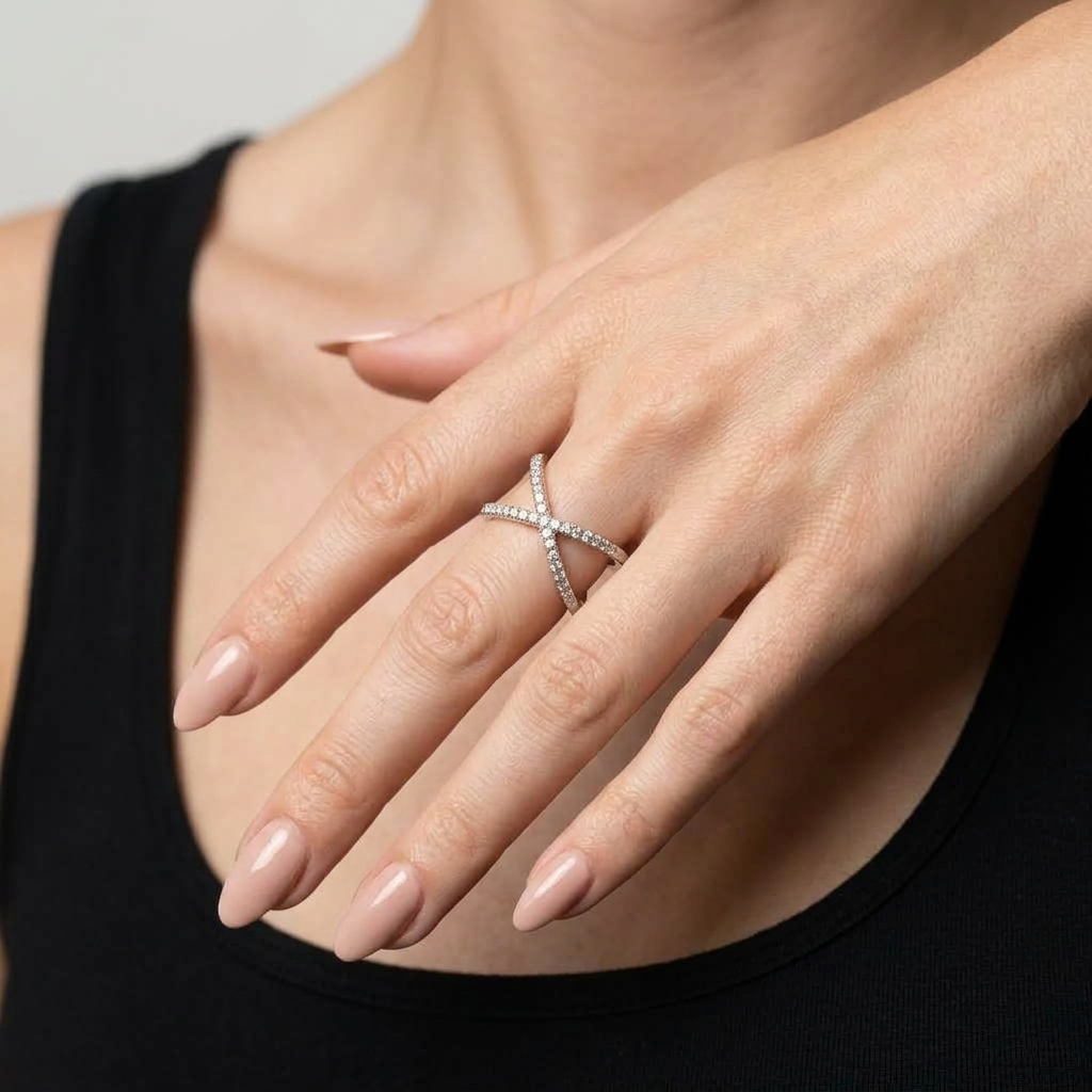 Women's Crossover Crystal Ring