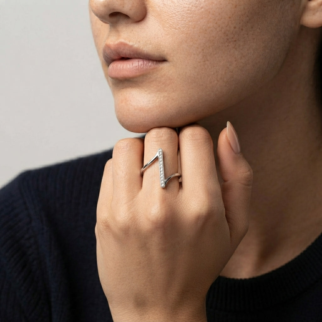 Women's Crystal Bar Ring