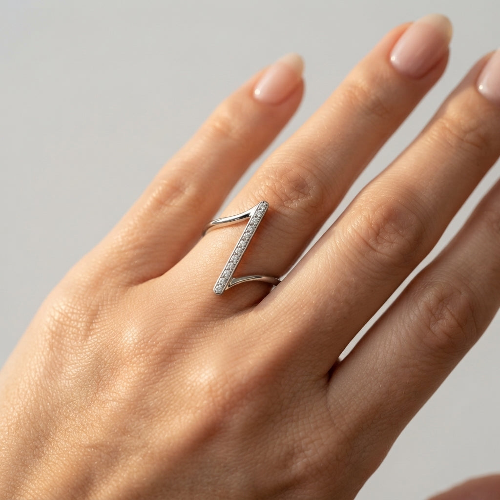 Women's Crystal Bar Ring