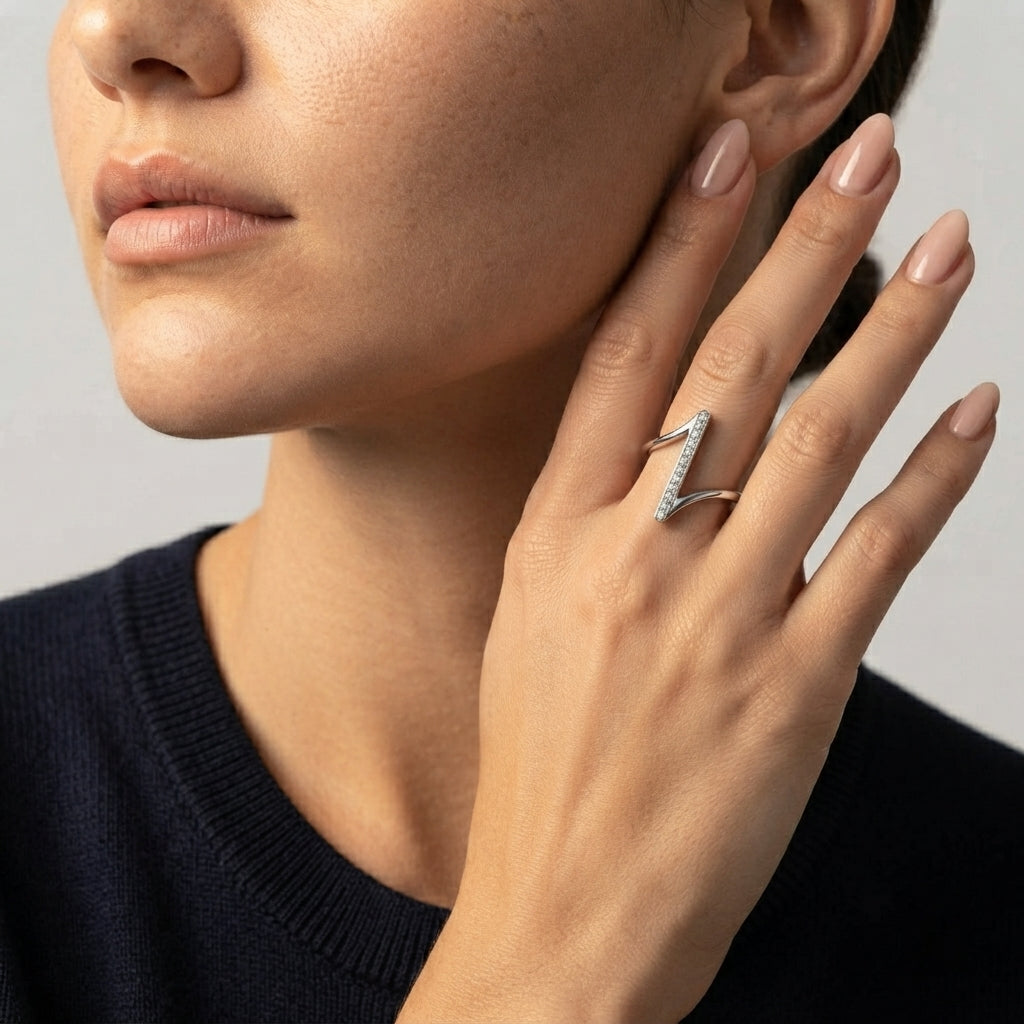 Women's Crystal Bar Ring