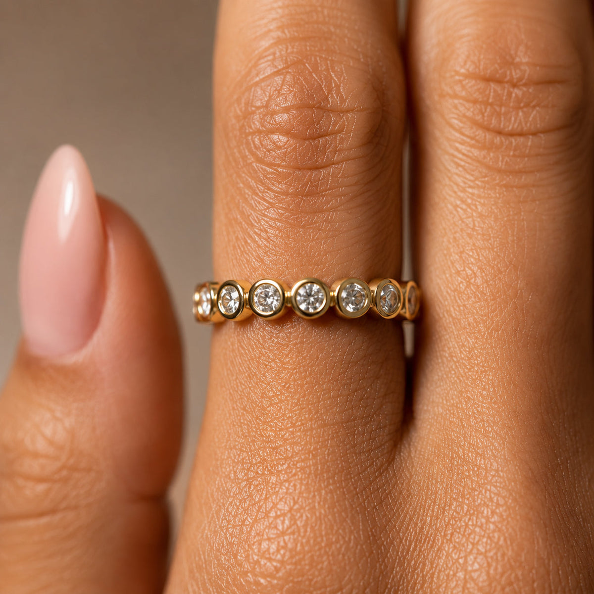 Women's Crystal Bezel Eternity Band Ring