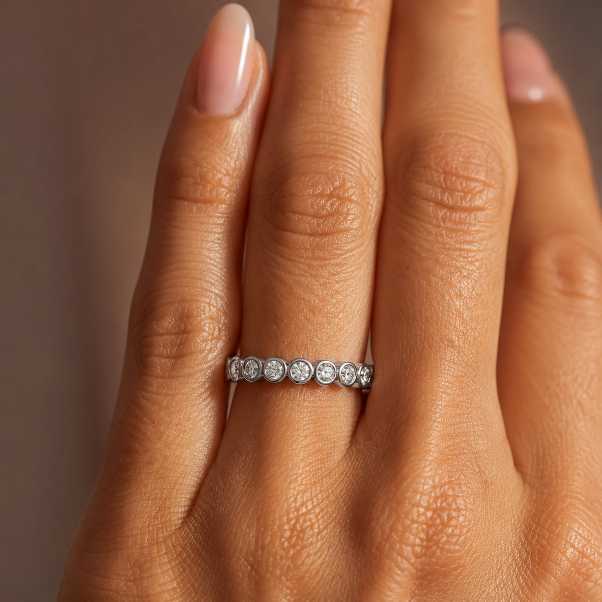 Women's Crystal Bezel Eternity Band Ring