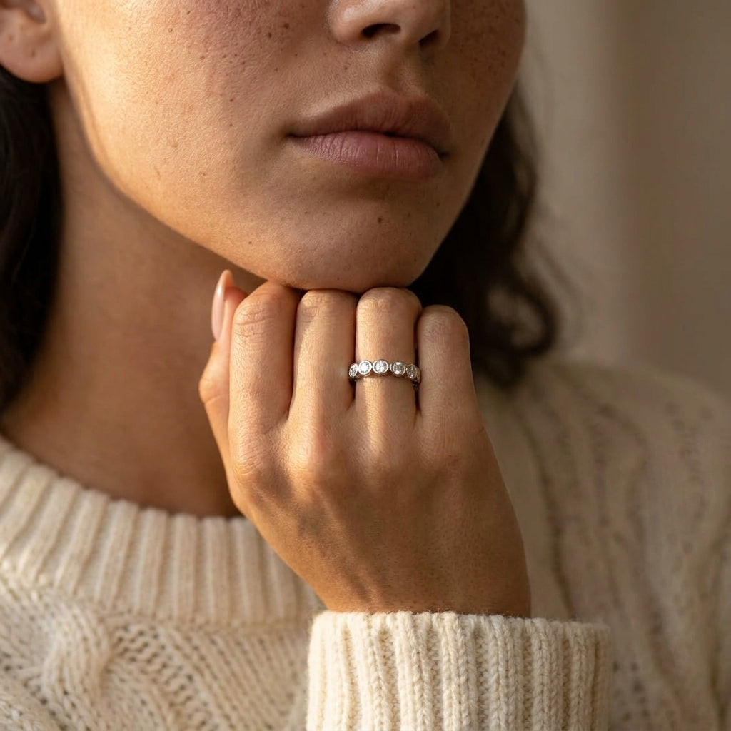 Women's Crystal Bezel Eternity Band Ring