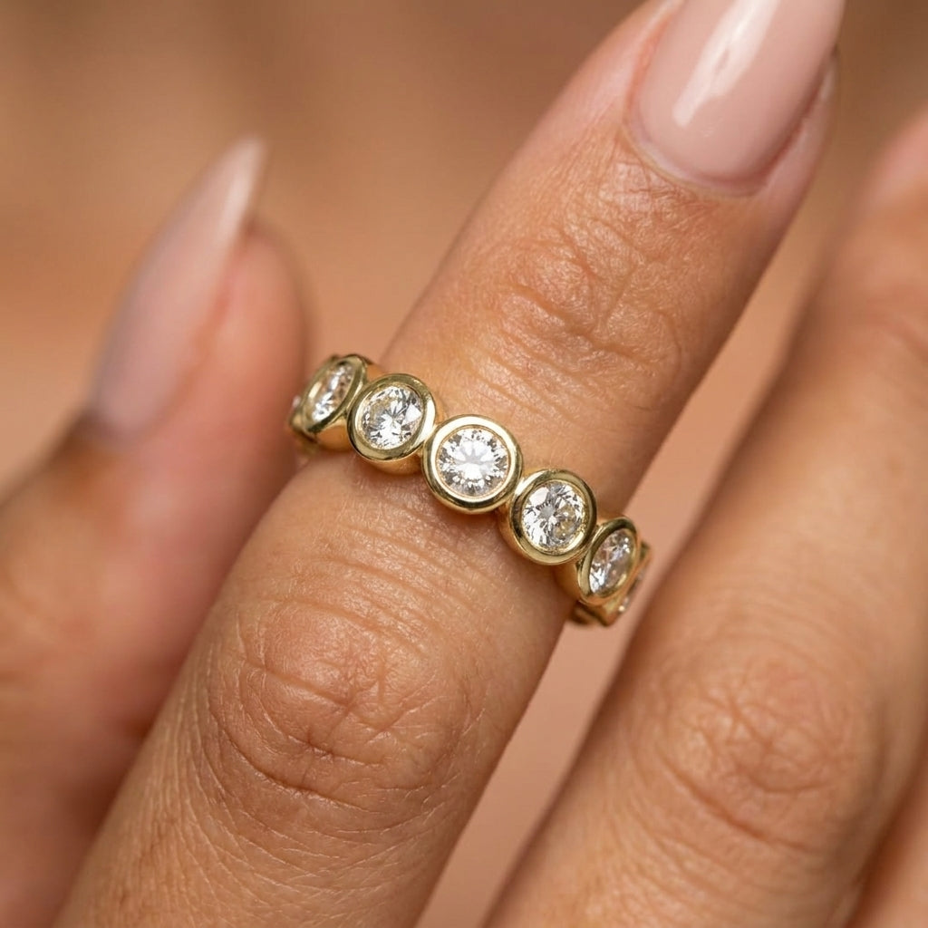 Women's Crystal Bezel Eternity Band Ring