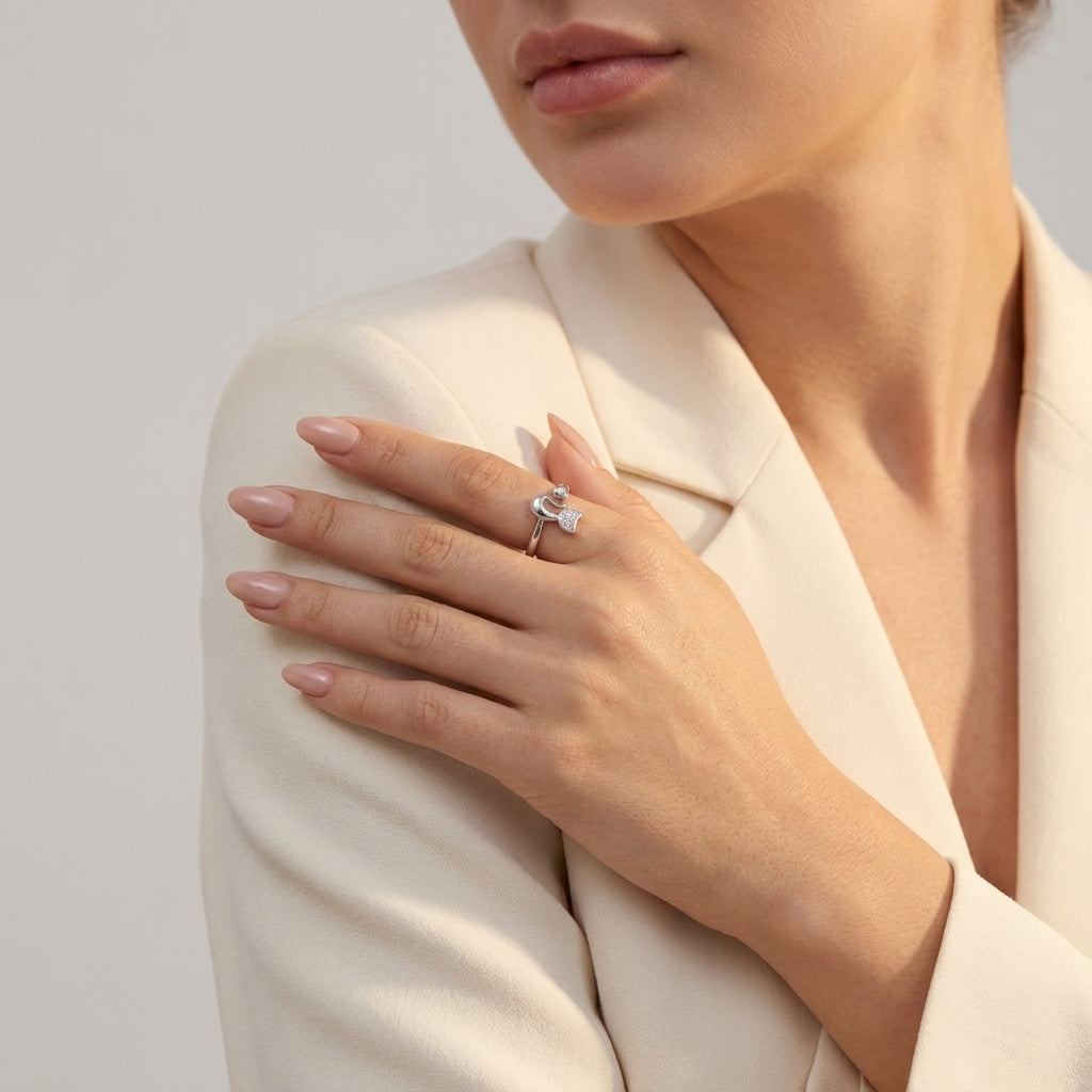 Women's Crystal Cat Ring