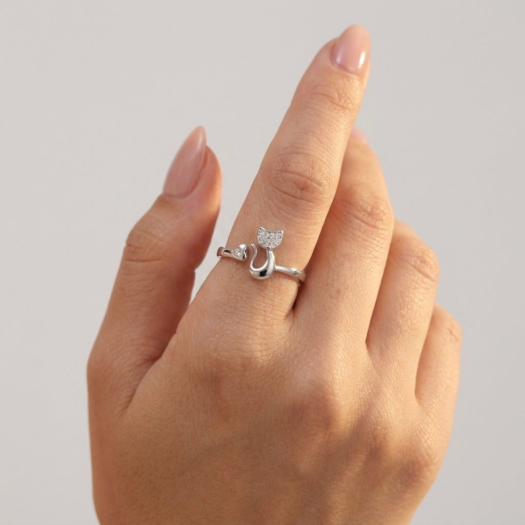 Women's Crystal Cat Ring