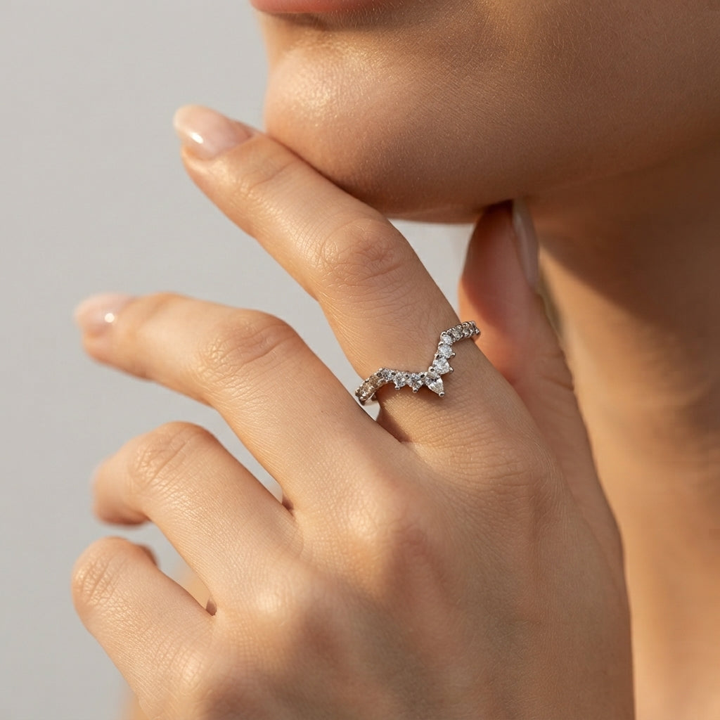 Women's Crystal Chevron Ring