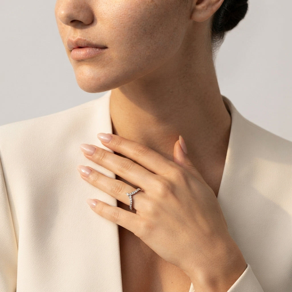 Women's Crystal Chevron Ring